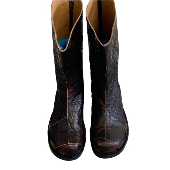 CYDWOQ Brown Crackled Leather Zip Up Mid Calf Boots Size 37 - Picture 13 of 16